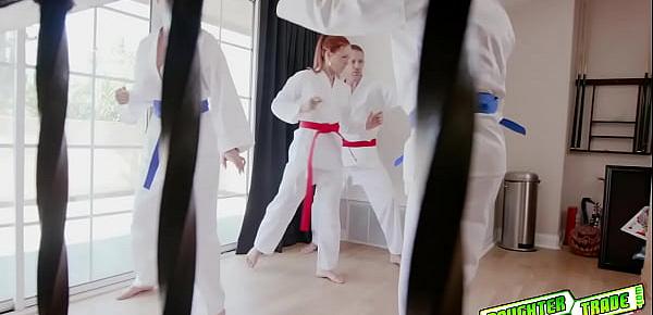  Beautiful teen learning martial arts but ends up fucking each other dads